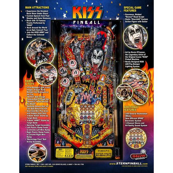 Kiss Pinball FLYER Pro Edition Original NOS Art Print Hard Rock Music - Picture 2 of 2